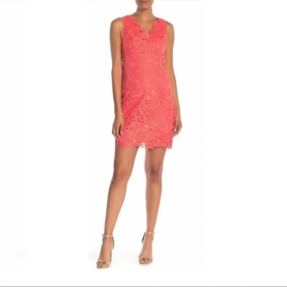 chinese dress ladies Orelisse Coral Lace Square-Neck Mini Dress – Club L London main image 1